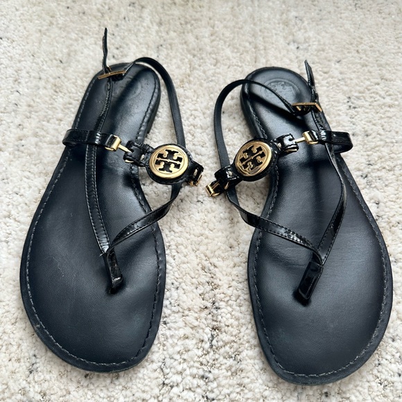 Tory Burch Shoes - Tory Burch Black Sandals with Gold Accents